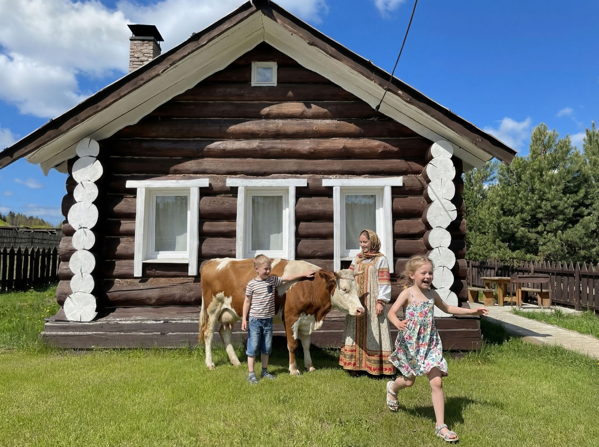 Коттедж русская изба для семейного отдха в экодеревне Бабиндвор