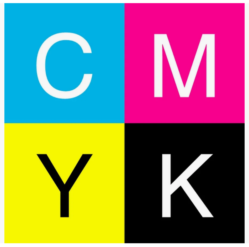 CMYK:  C — Cyan, M — Magenta, Y — Yellow, K — Key или Black. (голубой, пурпурный, жёлтый и чёрный)