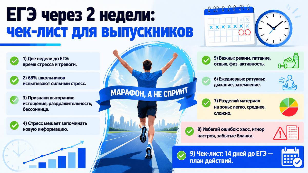 ЕГЭ через 2 недели: чек-лист для выпускников  📷
