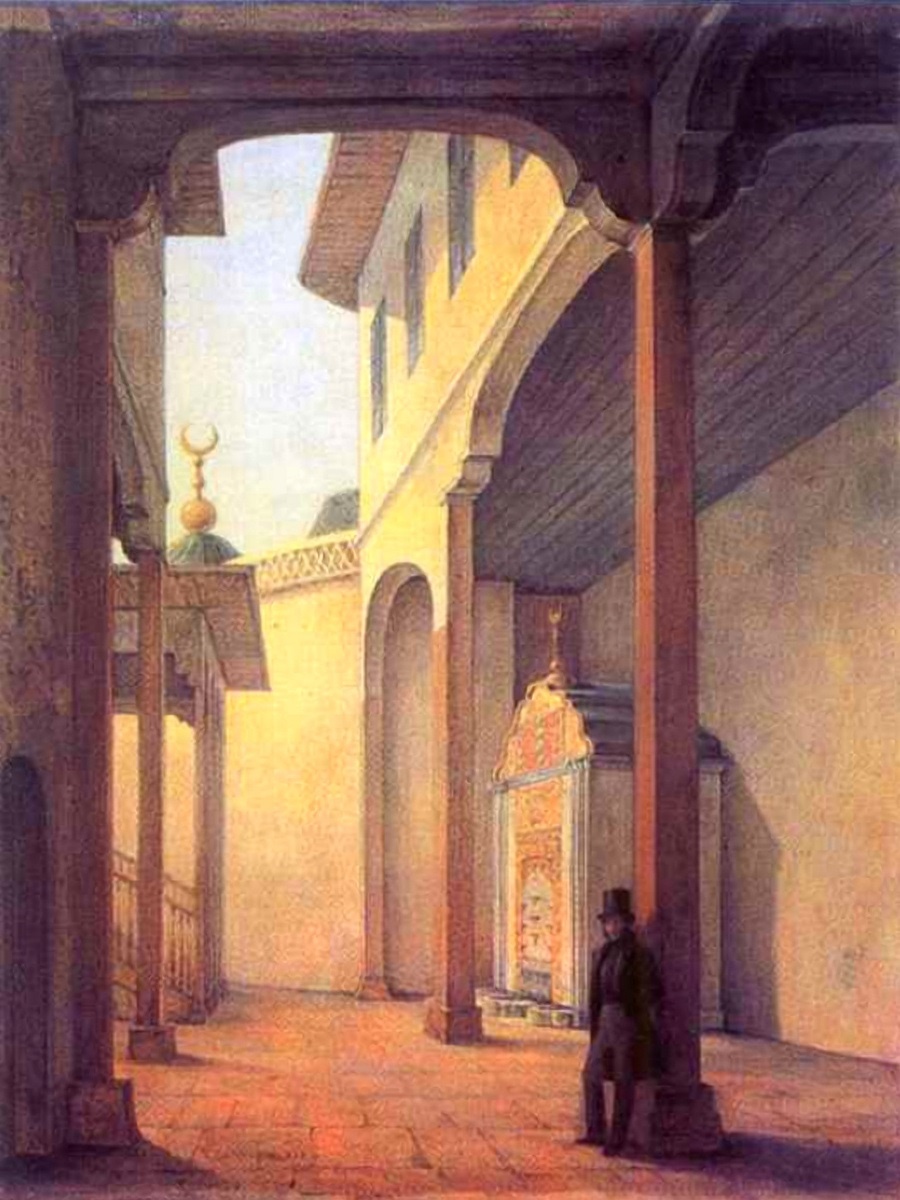 Г.Г. Чернецов. Пушкин в Бахчисарайском дворце, 1837 г.