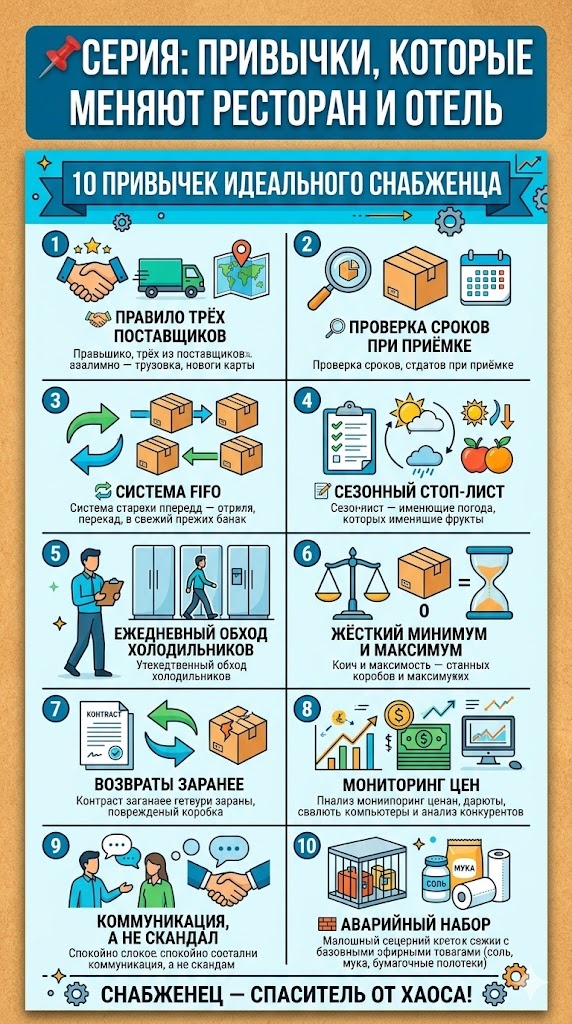 Рубрика: полезные привычки сотрудников ресторана и отеля.