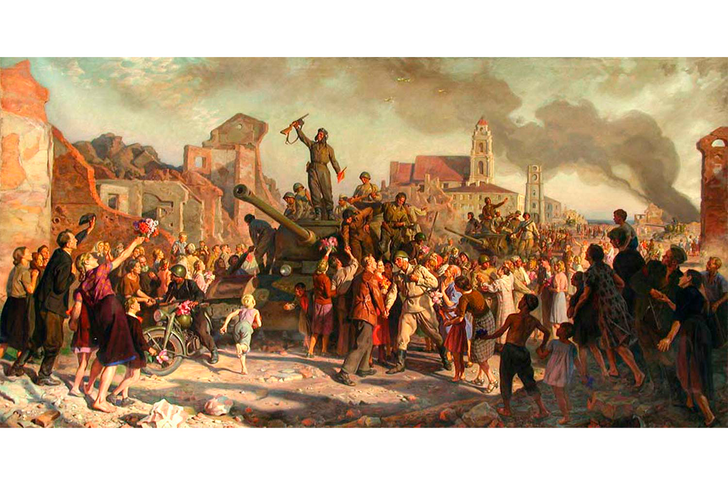    Картина Валентина Волкова "Освобождение Минска", 1955 год   
Wikimedia Commons/Public Domain