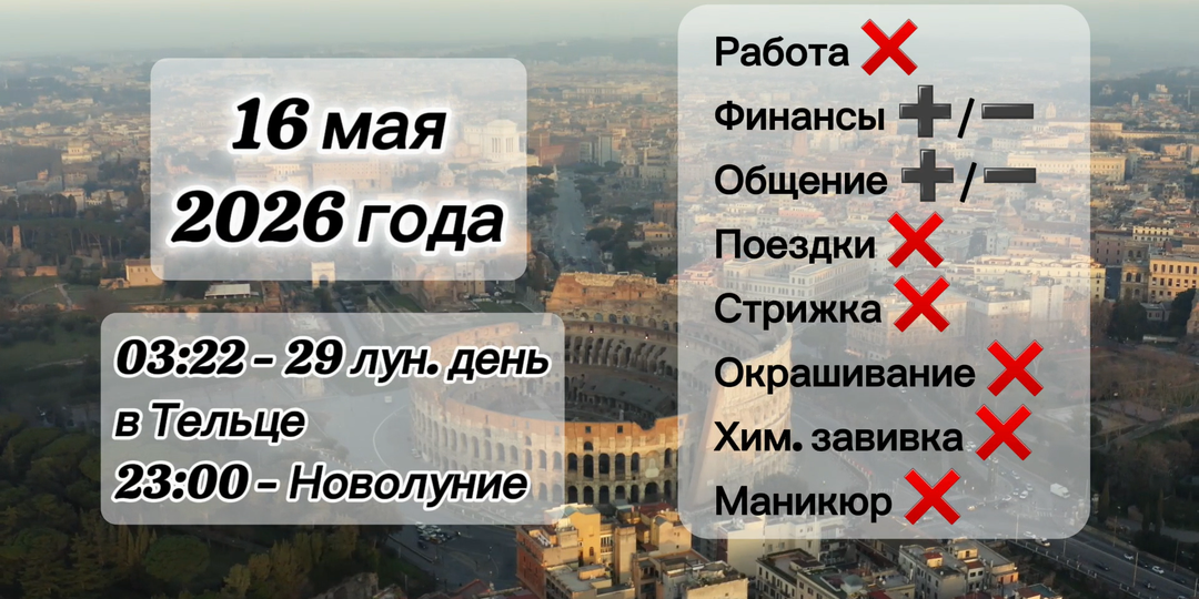Гороскоп 16 мая 2026 года, Новолуние, лунный день