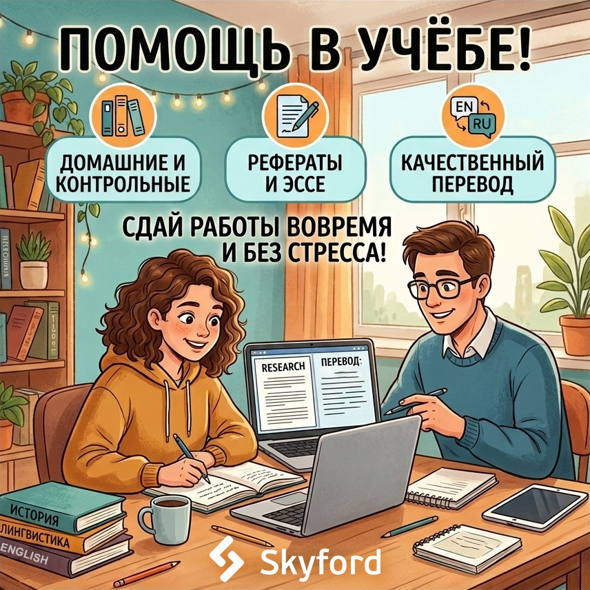 Помощь с выполнением учебных работ на иностранном языке и переводов