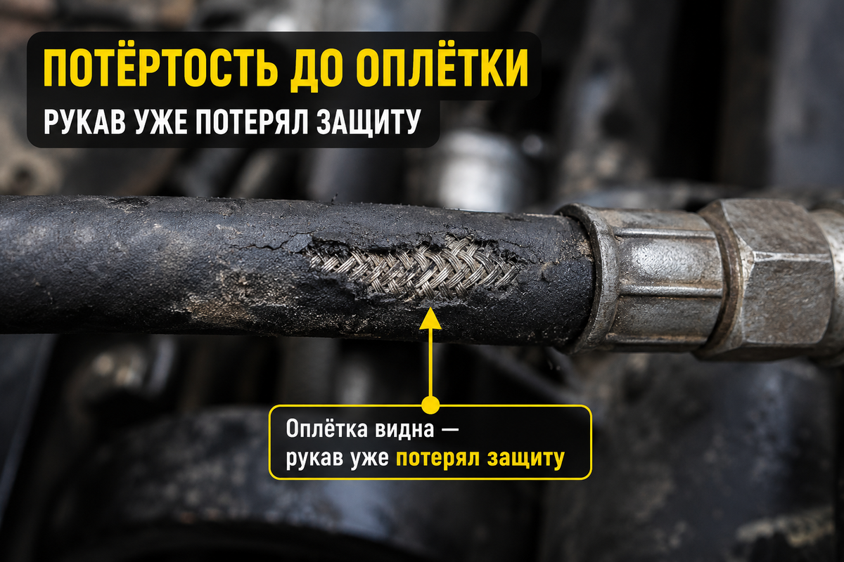 Оплётка видна - рукав уже потерял защиту