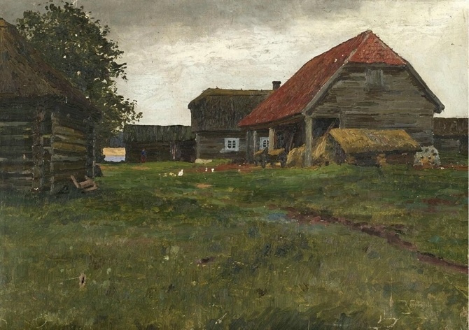 Константин Горбатов. Деревенские постройки. 1903. Холст, масло. 48 x 68. Частное собрание