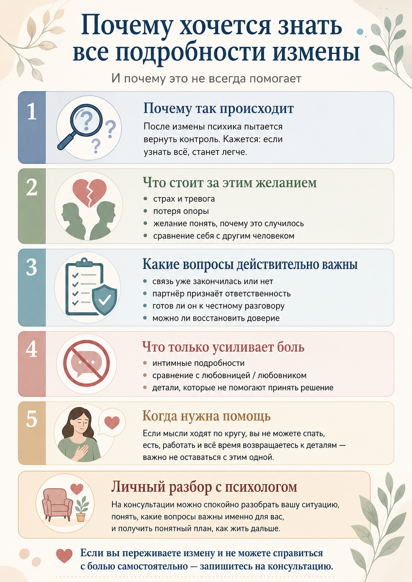 Какие подробности измены нужно знать, а какие только усиливают боль