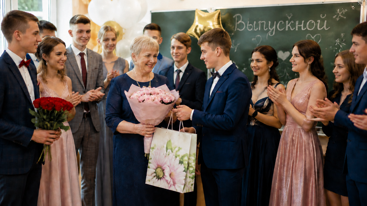    "Что подарить на выпускной классному руководителю. Фото сгенерировано нейросетью GPT Images"