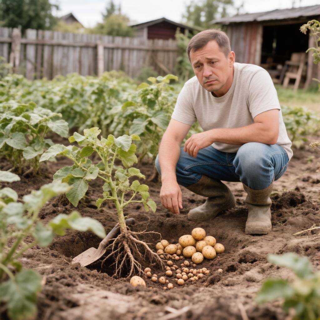 Под корнями либо кучка «орехов», либо много клубней, но все мелкие, как на семена. 