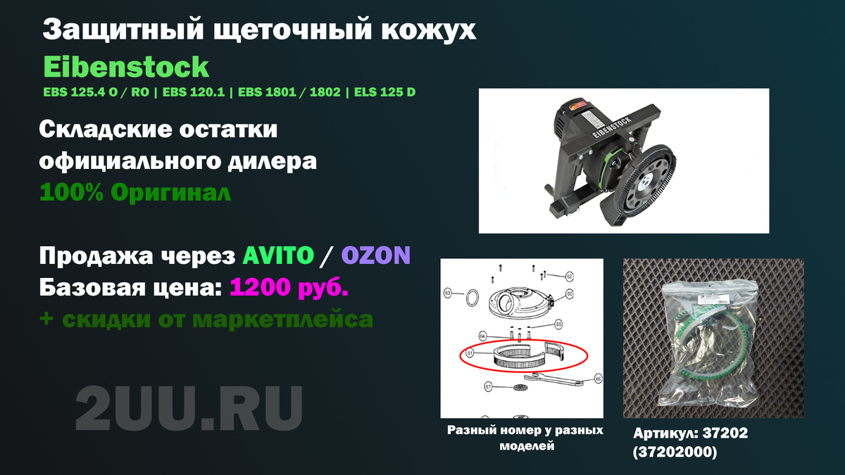 Взрыв-схема и деталировка частей: Защитный щеточный кожух Eibenstock 37202 (37202000) для шлифовальной машины по камню и бетону: EBS 125.4 O / RO | EBS 120.1 | EBS 1801 / 1802 | ELS 125 D