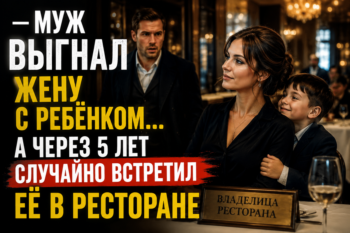 Муж выгнал жену с ребёнком… А через 5 лет случайно встретил её в ресторане