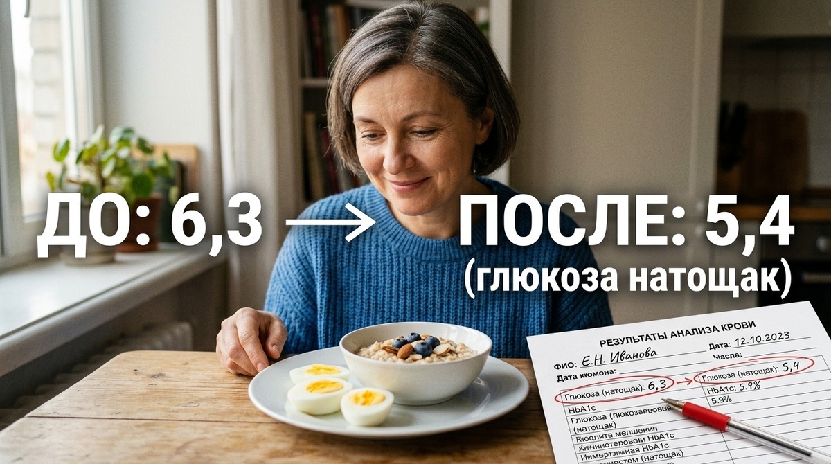 Гликированный гемоглобин - 6.0%. Глюкоза натощак - 6.3 ммоль/л. Врач сказал спокойно, без паники: у вас предиабет. 