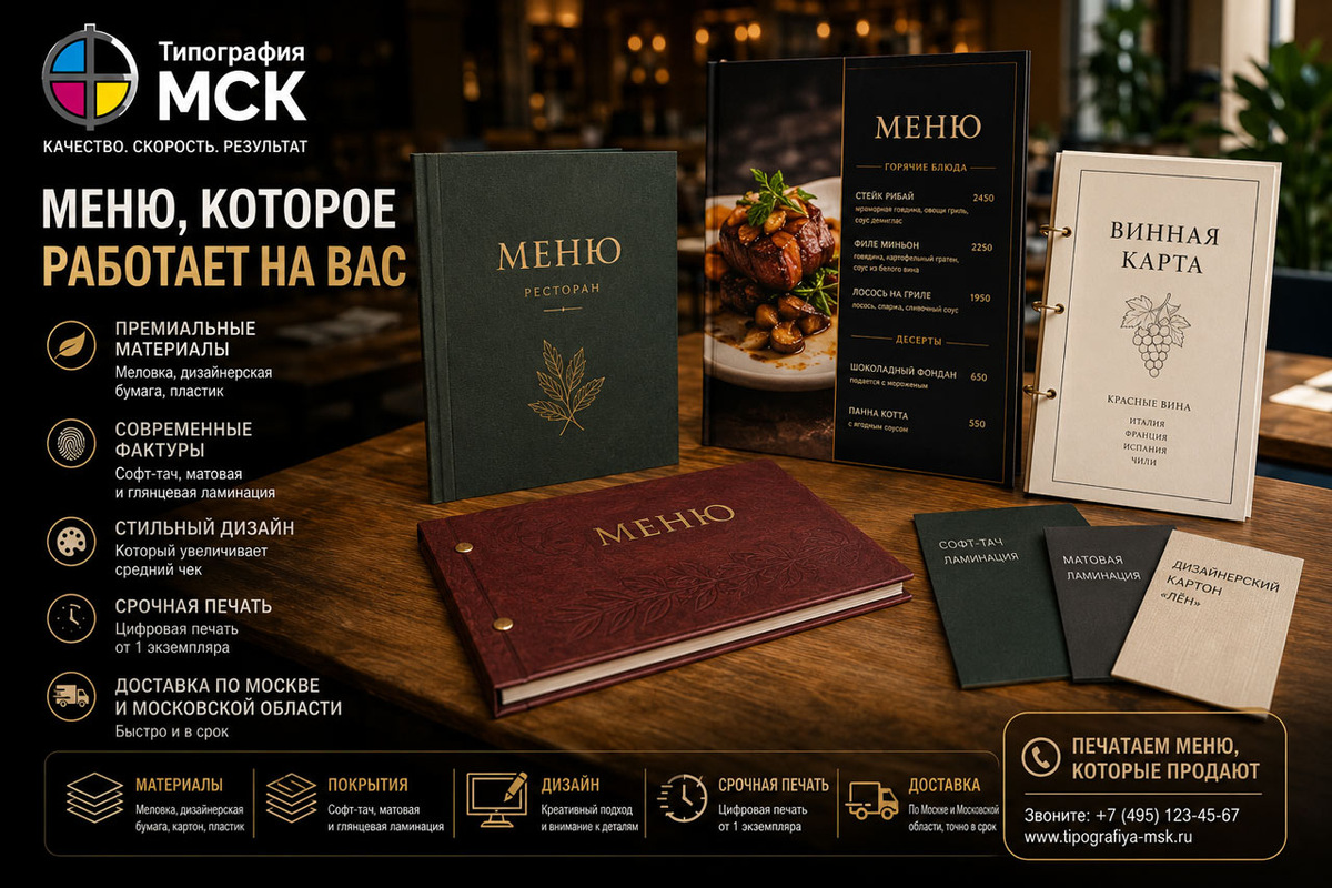 Как напечатать меню, которое не стыдно подать клиенту.