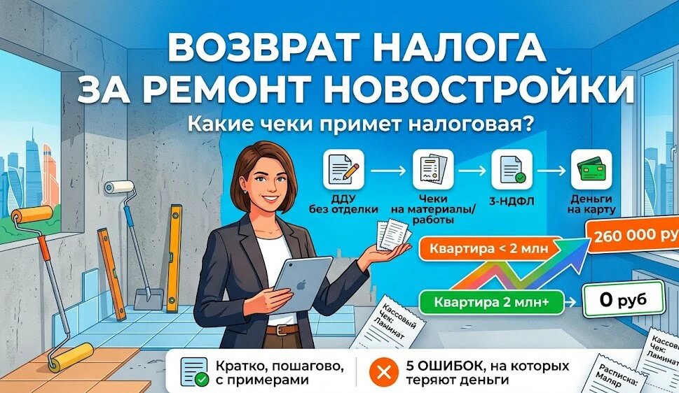 Налоговый вычет за ремонт квартиры в новостройке