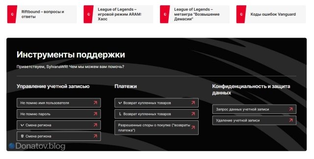    Инструменты поддержки Riot Games