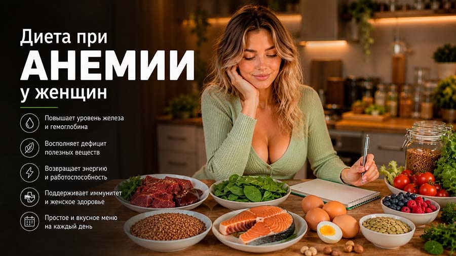 Какие продукты действительно помогают при анемии, а какие советы давно устарели? Разбираем питание при дефиците железа без мифов про яблоки и «волшебную» гречку.
