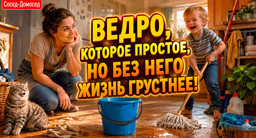 Ведро, которое вроде простое, но без него жизнь сразу грустнее – великая бытовая драма одной скромной ёмкости 😄