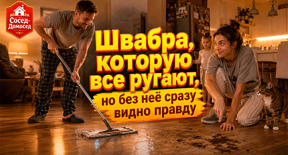 Швабра, которую все ругают, но без неё сразу видно правду – великая бытовая исповедь про пол, пыль и человеческое лицемерие 😅