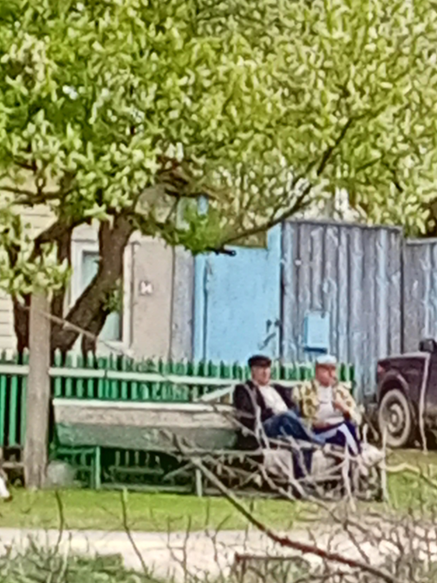 Два моих соседа, вдовцы. Потом к ним присоединился Саша. 