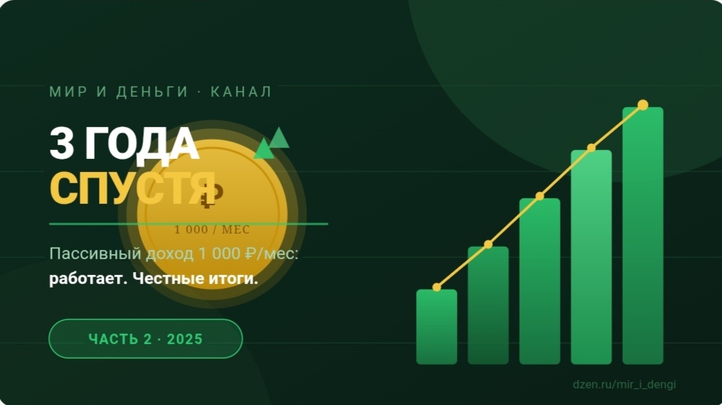 3 года спустя. Пассивный доход 1000 Р/мес. Мир и деньги. 