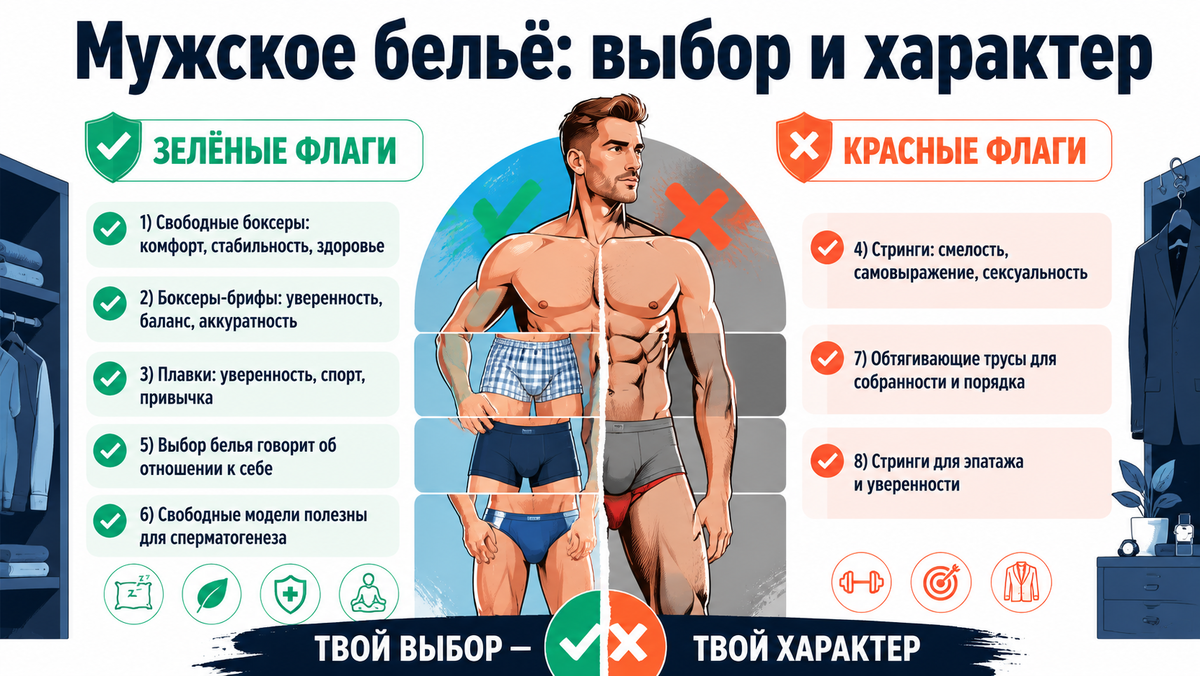 Мужское бельё: выбор и характер  📷
