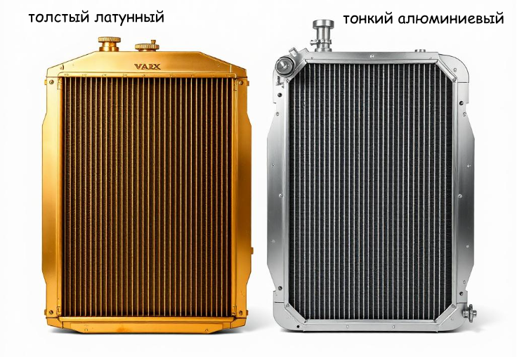 толстый латунный от ВАЗа и тонкий алюминиевый пакет от современного авто