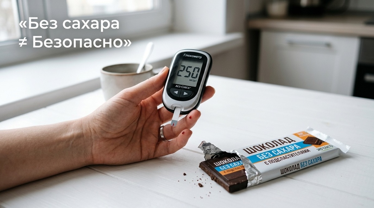 глюкометр показывает почти то же, что и после обычной шоколадки.