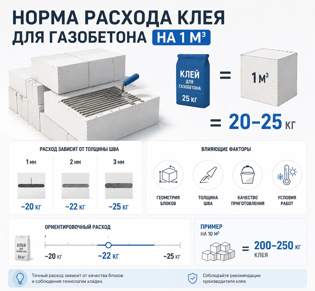 Норма расхода клея для газобетона на 1 м3