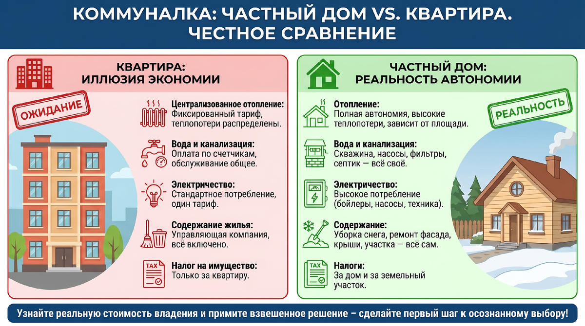 Коммуналка в частном доме выше или ниже, чем в квартире? Честное сравнение  - СК АССЕТ