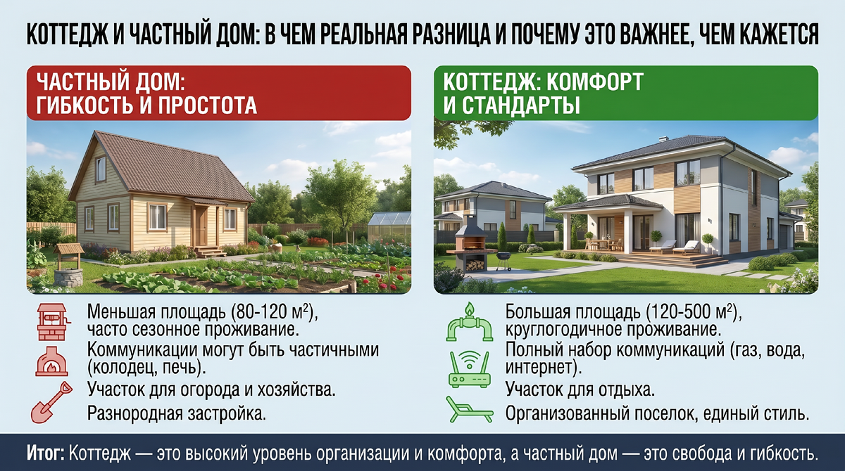Коттедж и частный дом: в чем разница - СК АССЕТ