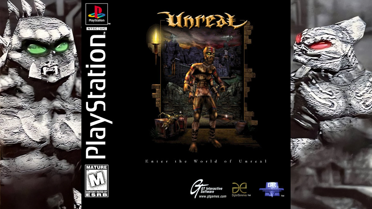 Фан-арт обложки невышедшей игры Unreal PSX для оригинальной PlayStation 1.