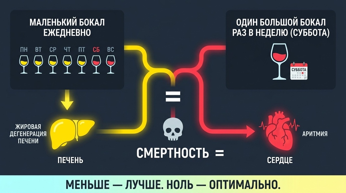 При ежедневном режиме гораздо выше вероятность того, что доза будет расти.