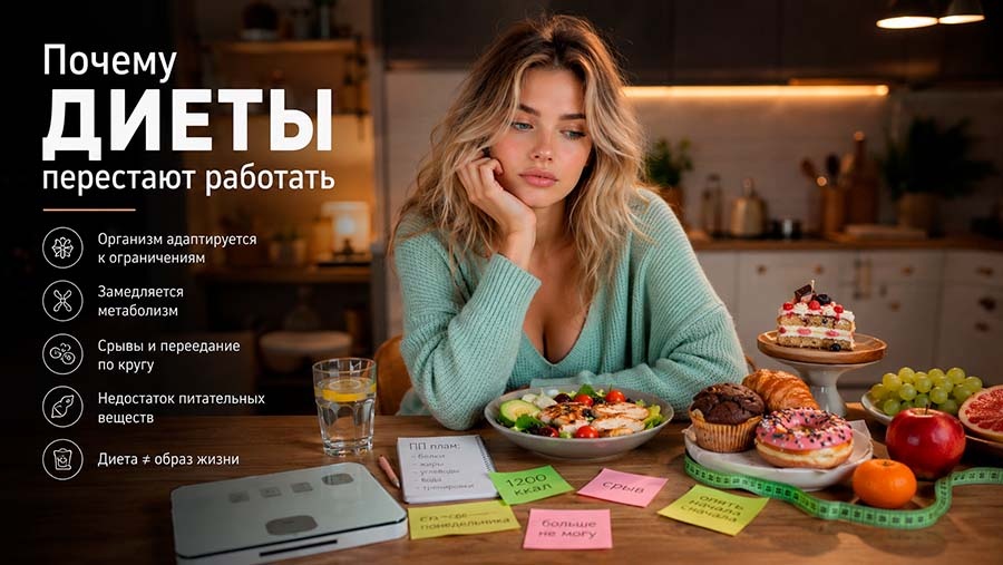 Сначала вес уходит быстро, а потом будто всё останавливается. Разбираем, почему организм адаптируется к диетам и что реально помогает худеть без постоянных срывов.