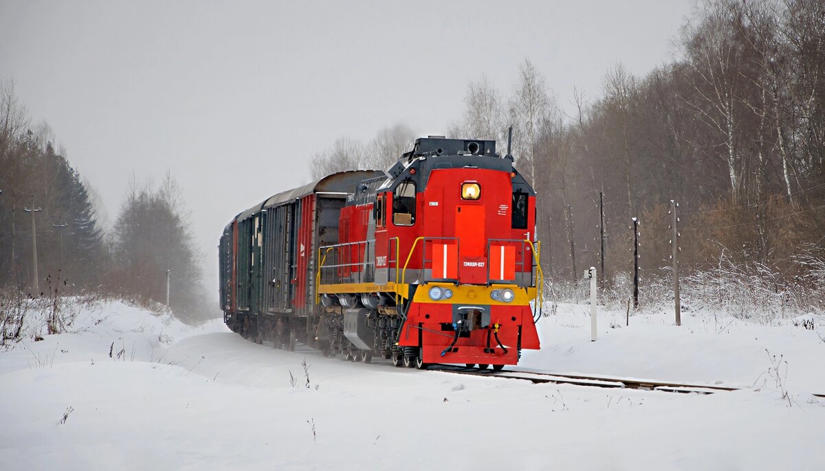 ТЭМ18ДМ-1027. Россия, Тверская область, перегон Торжок-Южный - Торжок. Автор: Александр Конов. Дата: 5 января 2017 г.