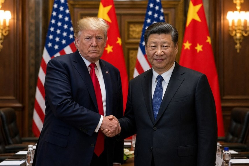 Трамп и Си пожимаю друг другу руки