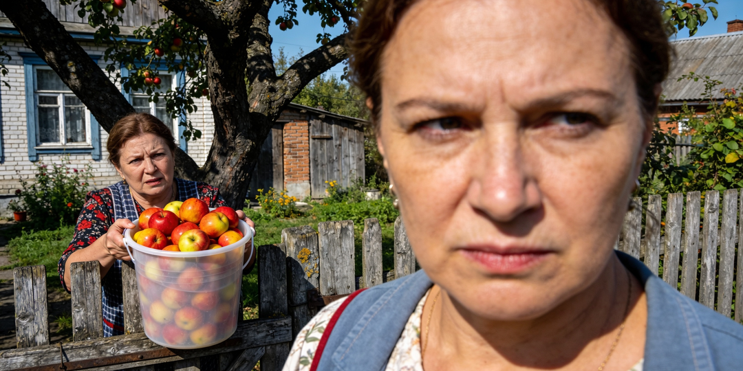 Соседка без спроса собрала мои яблоки, решив, что мне одной столько не съесть