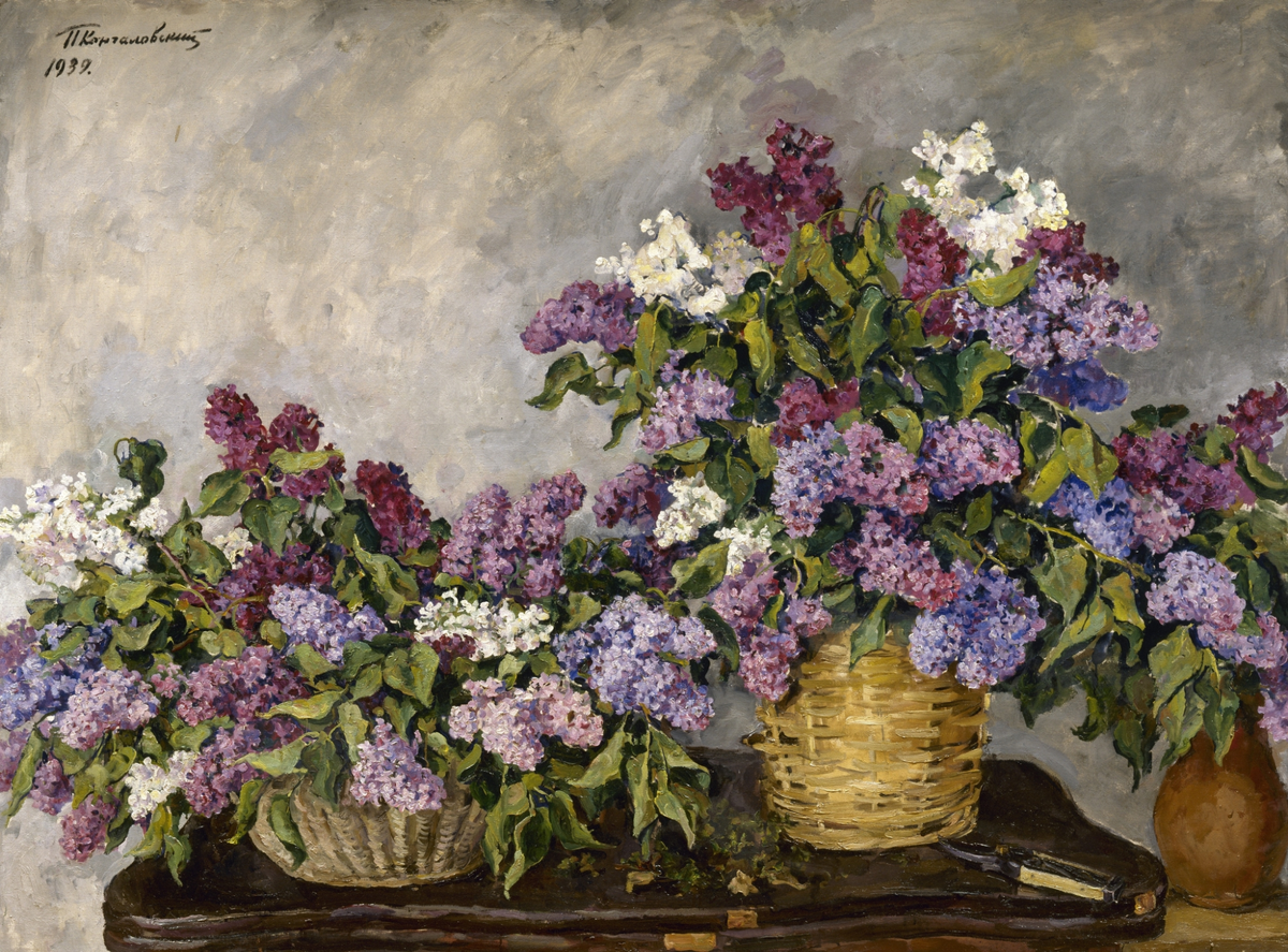 Пётр Кончаловский. «Натюрморт. Сирень в двух корзинах», 1939 год, Государственный Русский музей, Санкт-Петербург © Public domain