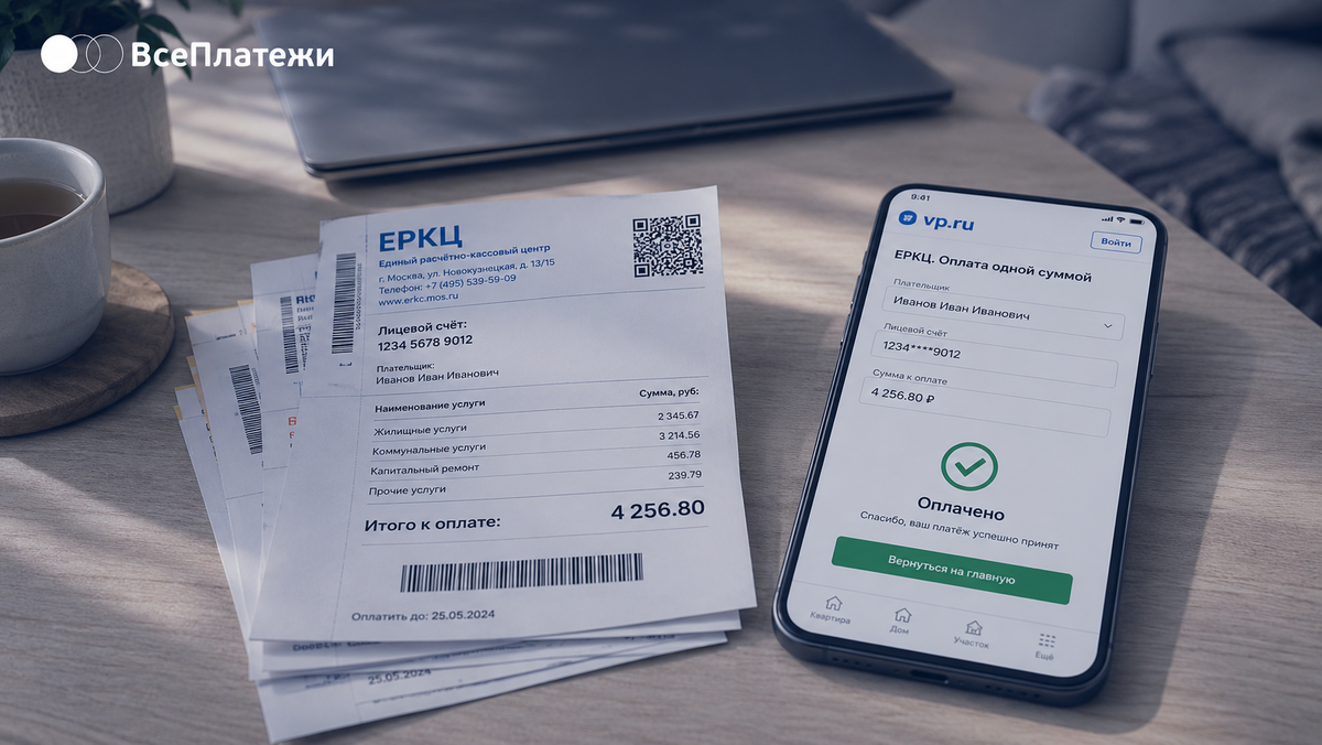 ЕРКЦ: оплачивайте ЖКУ одной суммой без комиссии на vp.ru