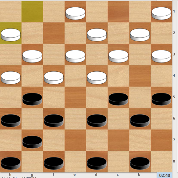 1…  a5-b4 2. c3xe5 f8-e7 3. d4xb6 f6xf2 4. h4xf6 e7xc1  0-2