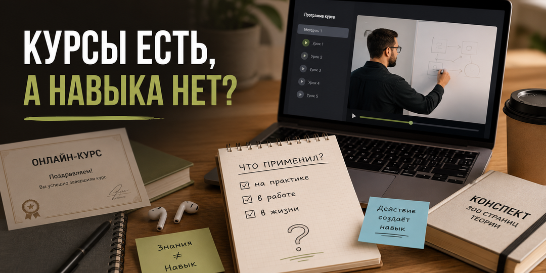 Вы проходите курсы, но знания не превращаются в навык. Почему так происходит?