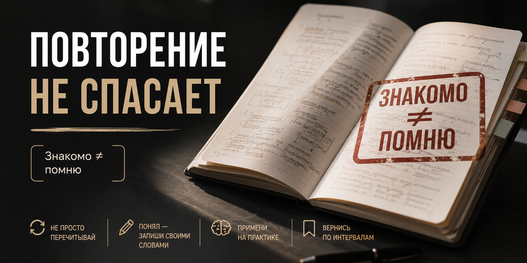 Повторение не всегда помогает запомнить. Иногда оно просто создаёт иллюзию знания