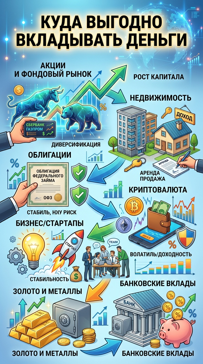 Куда выгодно вкладывать деньги. 