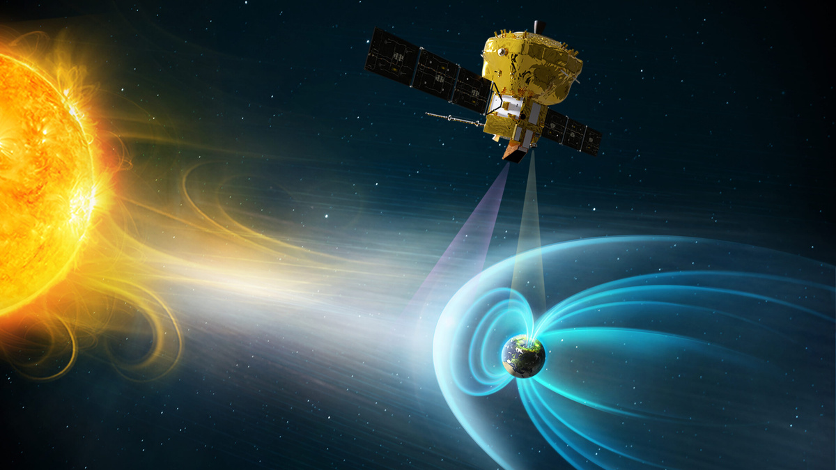 SMILE проводит изучение магнитосферы Земли, иллюстрация. Credit: ESA/CAS.