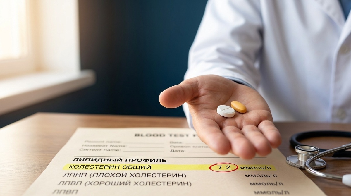 Холестерин чуть выше нормы, возраст 50+, на стол ложится рецепт на статины. По шаблону.