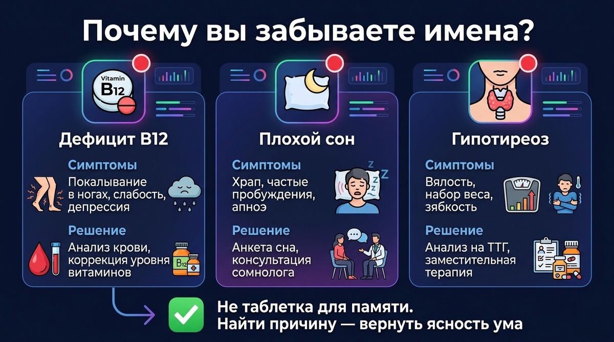 с возрастом снижается кислотность желудочного сока. А B12 без этой кислотности почти не всасывается.