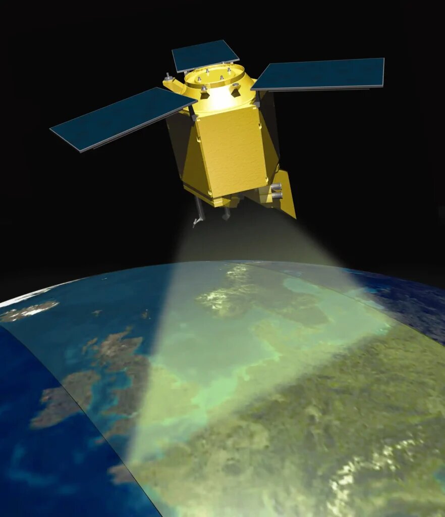 Спутник Sentinel-5 Precursor со спектрометром TROPOMI на борту. 
Источник: ESA / Astrium UK.  📷
