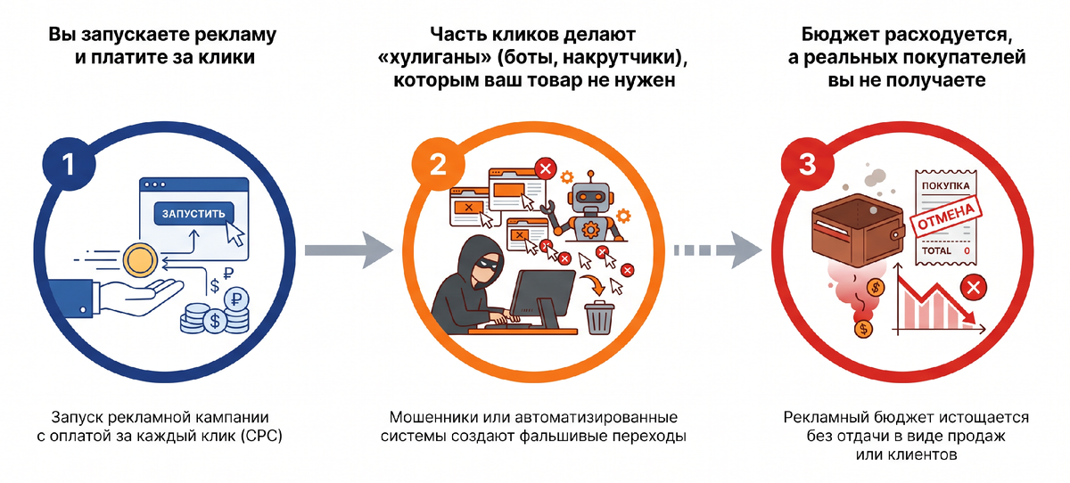Рисунок. Пошаговый процесс из 3 этапов
