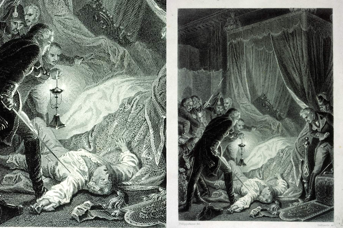 «Смерть Павла I», гравюра, Жан-Жак Утвайт, Англия, первая половина XIX в., Русский музей