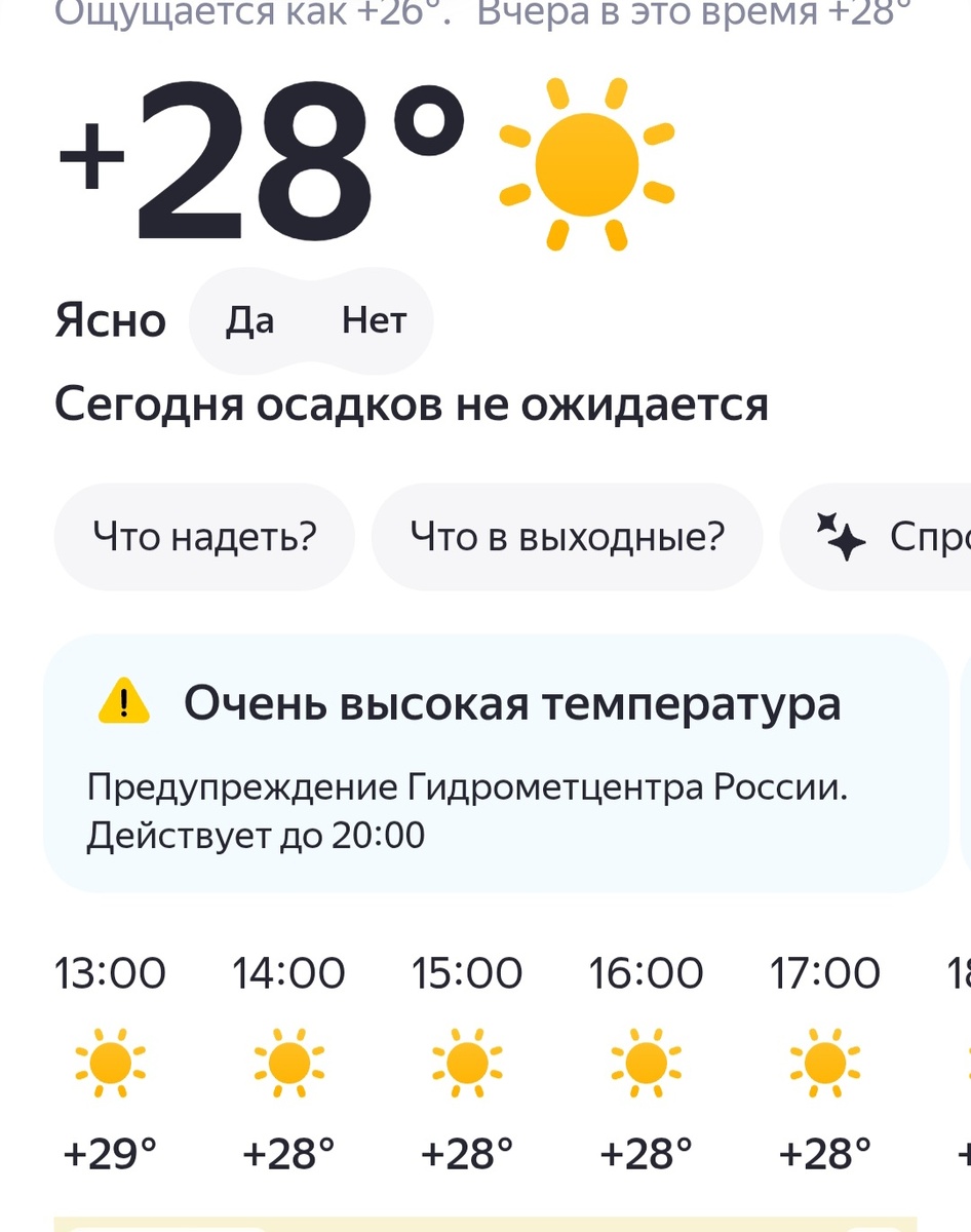 Погода стояла крайне летняя. Скрин прогноза погоды