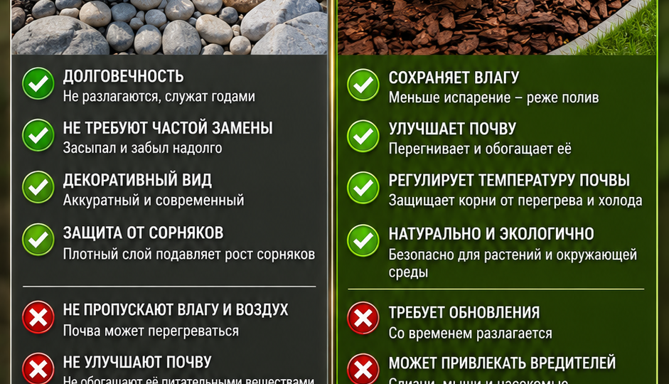 Что лучше для сада: камни или мульча?